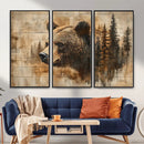 Rustic Grizzly Bear Wall Art, Abstract Grizzly 399 Bear Wall