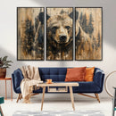 Majestic Grizzly 399 Bear Wall Art | 3-Panel Rustic Canvas