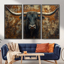 Longhorn Texas Cow Bull Wall Art | Rustic Farmhouse Canvas by MyGreatCanvas | Canvas Wall Art Prints | Photo Prints & Wall Decor