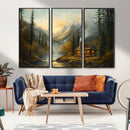 Wood Cabin Retreat Mountain at Sunset Wall Art Print - by MyGreatCanvas | Canvas Wall Art Prints | Photo Prints & Wall Decor