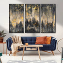 Golden Forest Abstract Wall Art | Dark Forest with Gold