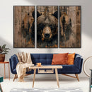 Rustic Grizzly 399 Wall Art | Triptych Canvas Print | Rustic