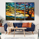 Vibrant Mosaic Tree of Life Wall Art | Stained Glass Style