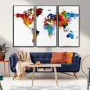 Colorful World Map Canvas Wall Art Print, Contemporary