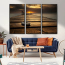 Stones on Wooden Pier at Sunset Canvas Print, Serene Coastal by MyGreatCanvas | Canvas Wall Art Prints | Photo Prints & Wall Decor