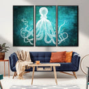 Green Octopus Abstract Wall Art Canvas Print