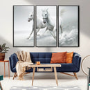 Large Wall Art Canvas Print – Beautiful Running White Horses
