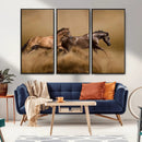 Large Wall Art Canvas Print – Two Running Brown Horses