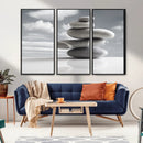 Still Life Black and White Zen Stones Wall Art Canvas,