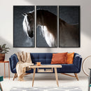 Large Wall Art Cream Colored Horse on Grey Background Canvas