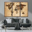 Push Pin World Map Canvas Print – Framed Travel Tracker Wall