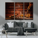 Whiskey and Cigar Wall Art Canvas | 3 Panel Bar Room Decor by MyGreatCanvas | Canvas Wall Art Prints | Photo Prints & Wall Decor