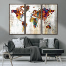 Vintage World Map Canvas Wall Art Print, Warm Tone Global by MyGreatCanvas | Canvas Wall Art Prints | Photo Prints & Wall Decor