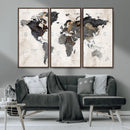 Abstract Map Printing - Modern World Map Canvas Wall Art for