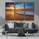 Sunset and Beach at Night Wall Art Canvas Print