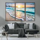 Sunset Beach Waves Canvas Wall Art – 5-Panel Ocean Sunset by MyGreatCanvas | Canvas Wall Art Prints | Photo Prints & Wall Decor