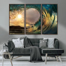 Golden Wave Sunset Canvas Print – Large Coastal Wall Art for