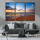 Serene Ocean Sunset Canvas Print, Golden Hour Beach Wall
