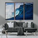 Ocean Wave at Sunset Canvas Art, Large Wall Print of Vibrant