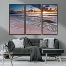 Sea Ocean Sunset Beach Wall Art Canvas Print