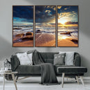 Golden Hour Beach Sunset Canvas Triptych, Ocean Waves and by MyGreatCanvas | Canvas Wall Art Prints | Photo Prints & Wall Decor