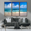 Tropical Beach 3-Panel Canvas Wall Art – Serene Ocean Waves