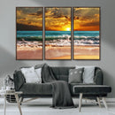 Golden Sunset Beach Canvas Wall Art – Triptych Seascape by MyGreatCanvas | Canvas Wall Art Prints | Photo Prints & Wall Decor