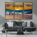 Ocean Sunrise Over Golden Beach Waves, Giclee Canvas Wall by MyGreatCanvas | Canvas Wall Art Prints | Photo Prints & Wall Decor