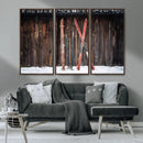 Vintage Ski Gear Canvas Print, Vintage Ski Gear Against