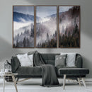 Beautiful Rising Fog in Winter Mountain Landscape- Framed