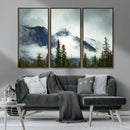 Mountain Mist Canvas Wall Art Print | 3-Panel Foggy Forest