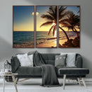 Sunset Palm Trees Wall Art Canvas Print