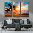Palm Tree Sunset On The Beach Wall Art Canvas, Framed Palm by MyGreatCanvas | Canvas Wall Art Prints | Photo Prints & Wall Decor