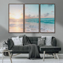 Tranquil Ocean Beach Sunset Canvas Wall Art | 3-Panel by MyGreatCanvas | Canvas Wall Art Prints | Photo Prints & Wall Decor