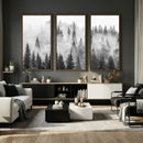 Forest Wall Art Print | Foggy Pine Forest Canvas Wall Art -