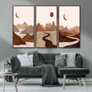 Boho Wall Art Canvas Print Set Mid-Century Prints Bohemian