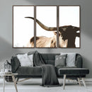Texas Longhorn Wall Art Canvas Print | 3-Panel Large
