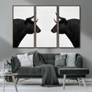 Spanish Bull Art - Framed Black and White Bull Canvas Print