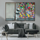 Banksy Colorful Street Graffiti Canvas Wall Art Print, by MyGreatCanvas | Canvas Wall Art Prints | Photo Prints & Wall Decor