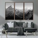 Everest Himalaya Mountain Peaks Black & White Triptych