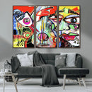 Picasso Style Art Abstract Canvas Wall Art Print , Colorful