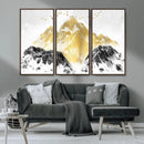 Golden Mountain Triptych Wall Art Canvas Print, Modern