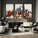Woodland Mountain Landscape Triptych, Giclee Canvas Art for