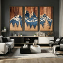 Rustic Wood Style Mountain Wall Art, Nature Forest Canvas