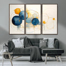 Geometric Blue Orange Abstract Wall Art Canvas, Geometric