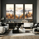 Abstract Mountain Wall Art | Misty Mountain Forest and
