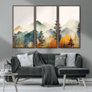 Abstract Watercolor Mountains and Trees Autumn Wall Art,