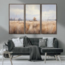 Golden Fields Wall Art Print Canvas – Serene Landscape of