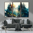 Watercolor Trees Forest Abstract Wall Art Canvas Print,