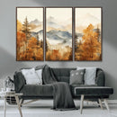 Golden Autumn Forest Wall Art Canvas | Mountain Landscape